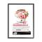 Stupell Industries Pink Florals in Hat Box Glam Fashion Books in Black Frame Wall Art